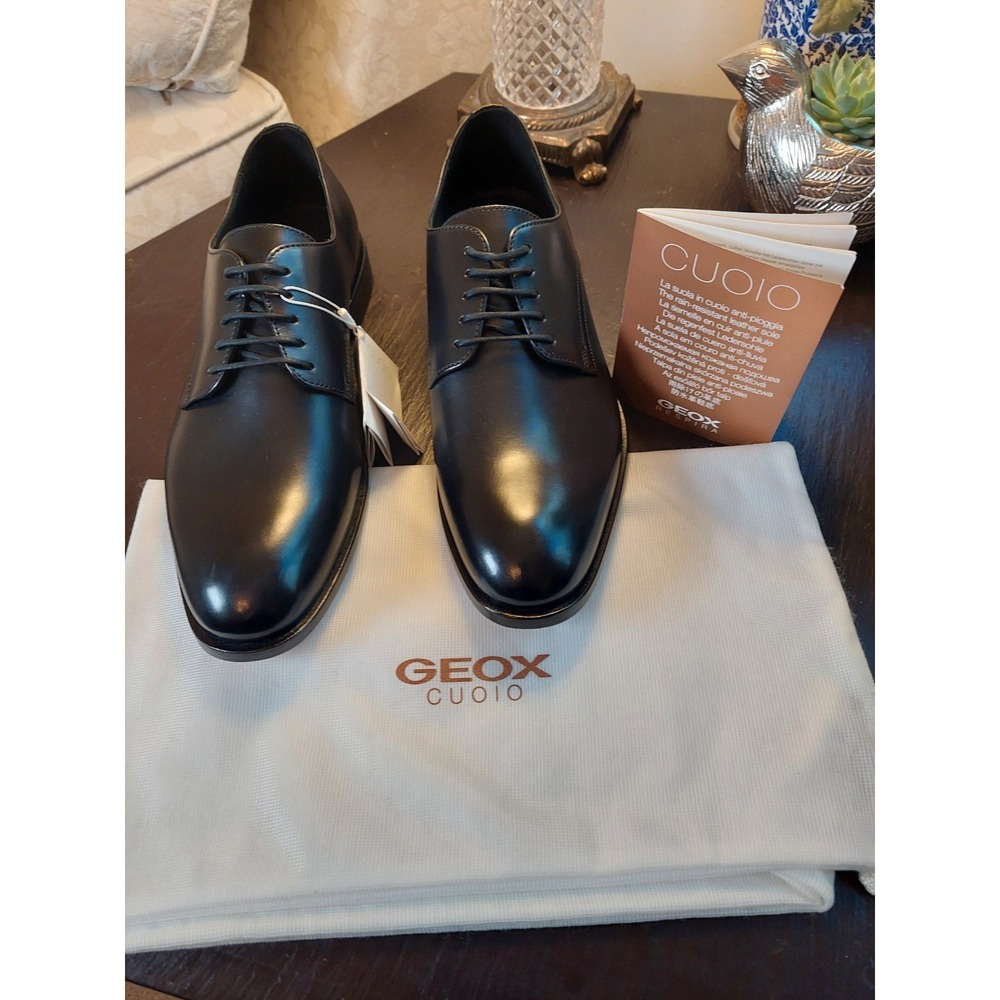 Geox Men's U Saymore 2 Leather Oxford Italian Dress Shoes Black EU 38/US 8 NEW!